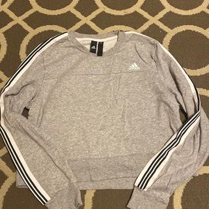 gray adidas cropped hoodie